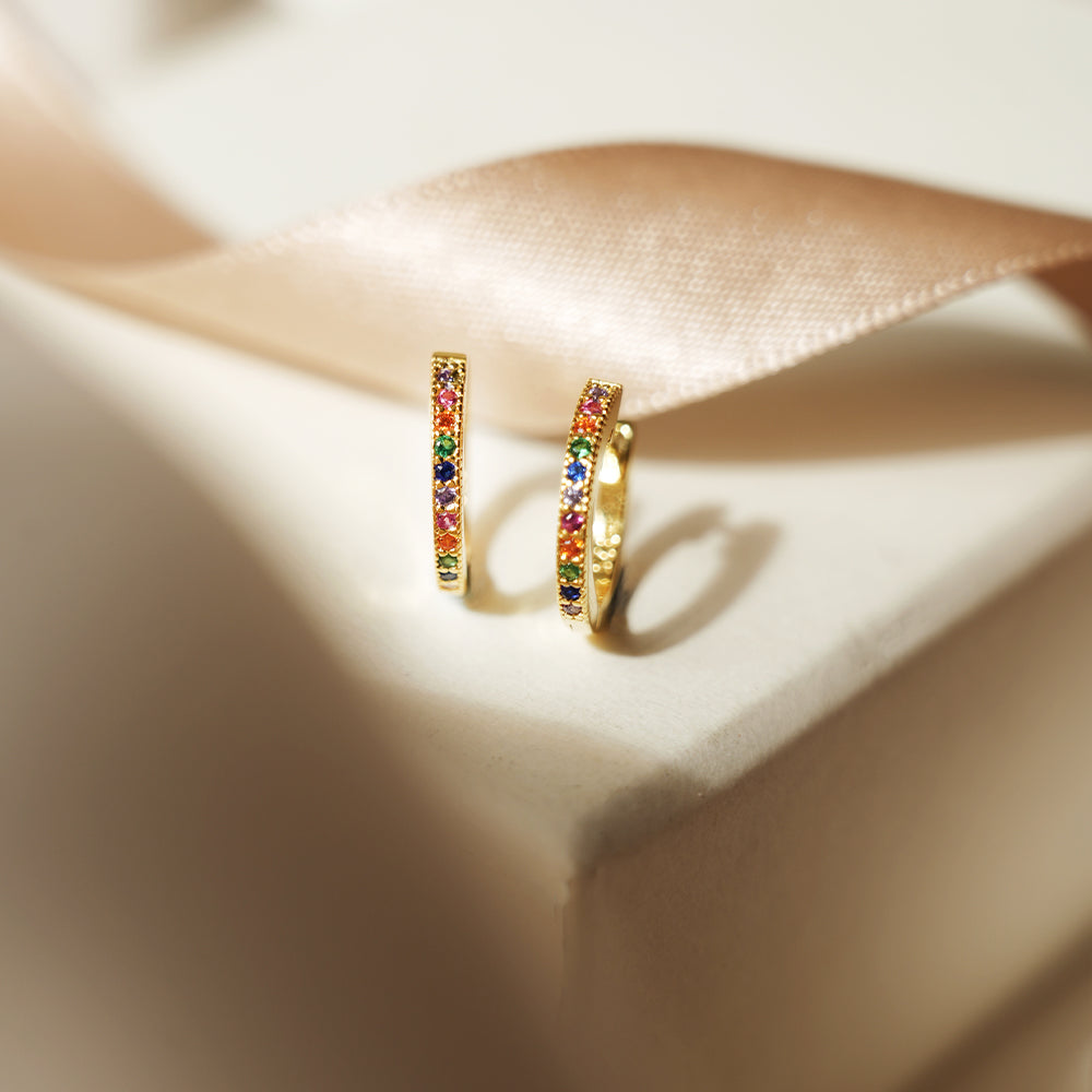 Rainbow Cubic Zirconia Huggies