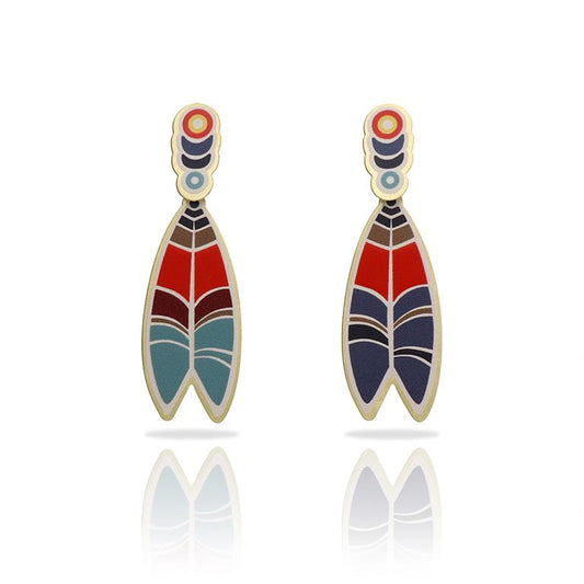 RAS Native Southwest Feather Gold Earrings