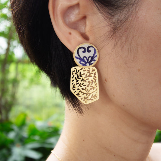 RAS Porcelana Azul Gold Earrings