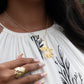 RAS Ginkgo Biloba Engraved Short Pendant Necklace