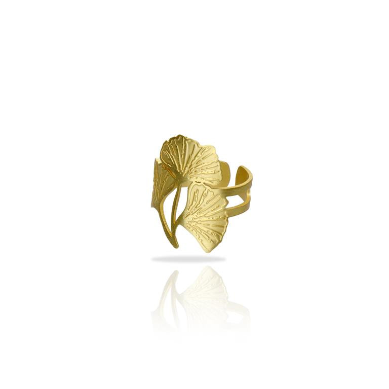 RAS Ginkgo Biloba Engraved Ring
