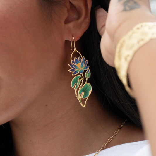 RAS Giverny Blue Loto Earrings
