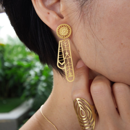 RAS Native Southwest Punched Gold Earrings