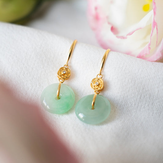 Rose & Diamond Jade Earrings