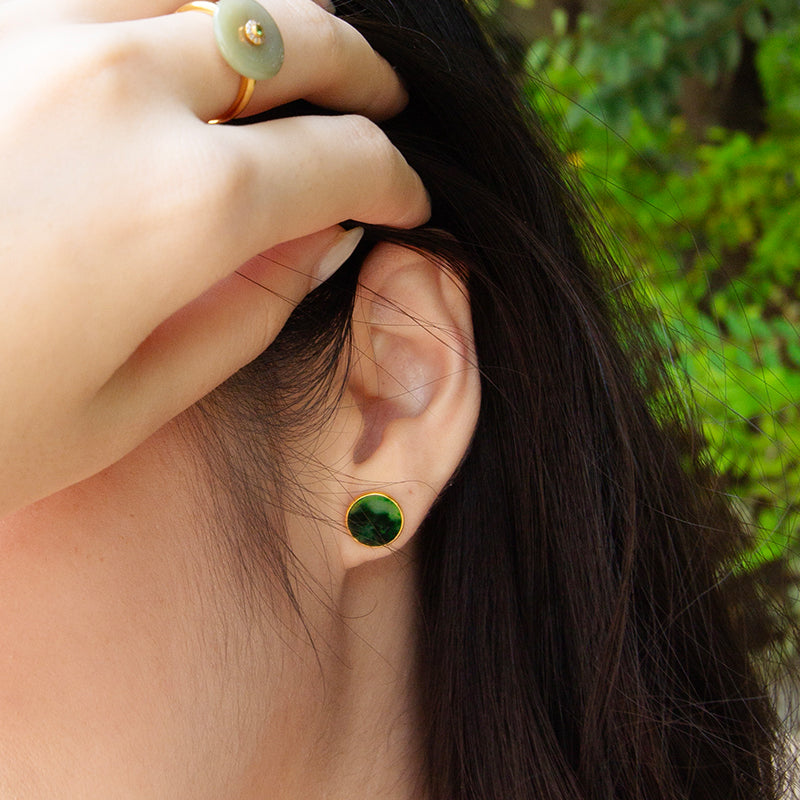 Round Jade Studs