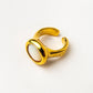 round mother of pearl gold plated ring 