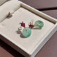 Ruby Bouquet & Jade Donut 18k Gold Earrings