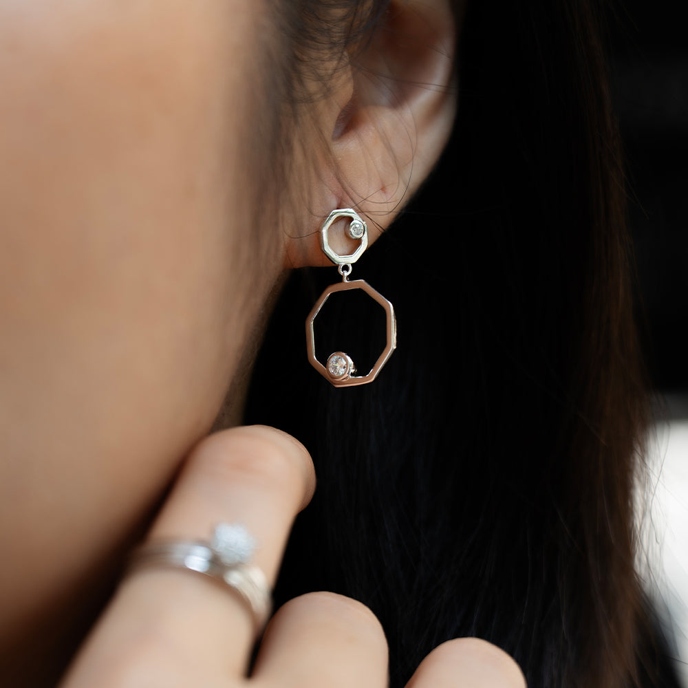 Octagon Drop Earrings