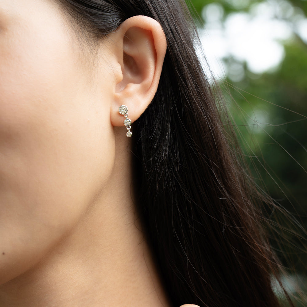 Triple Sparkle Drop Studs
