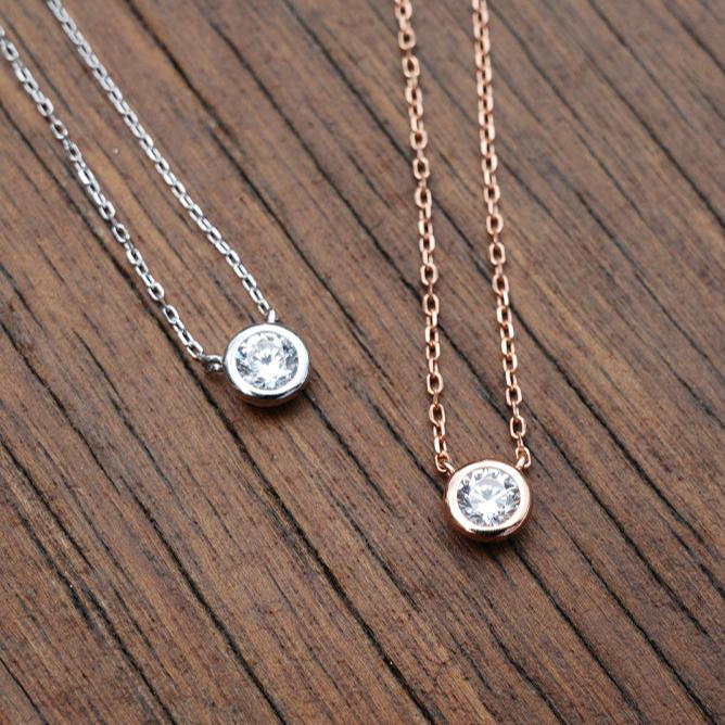 Single Medium Zircon Drop Necklace