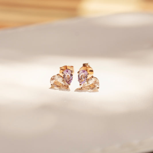 Merge Earrings with Morganite & Pink Amethyst