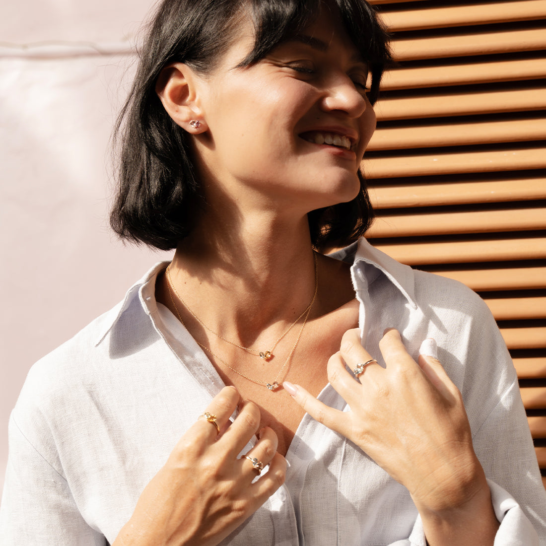 Merge Necklace with Aquamarine & Morganite