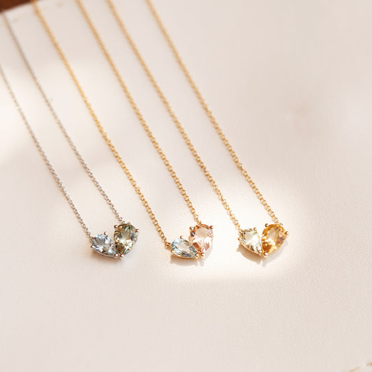 Merge Necklace with Aquamarine & Morganite