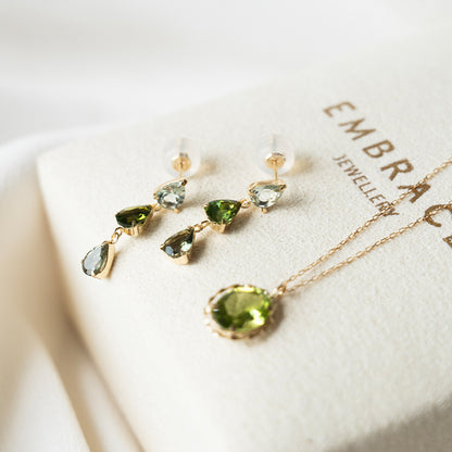 Watermelon Tourmaline Triple Drop Earrings