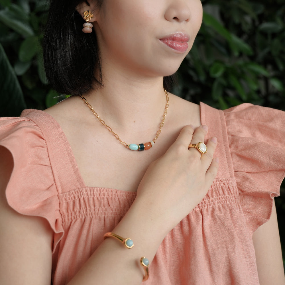 Velatti Gem Stack Link Chain Necklace