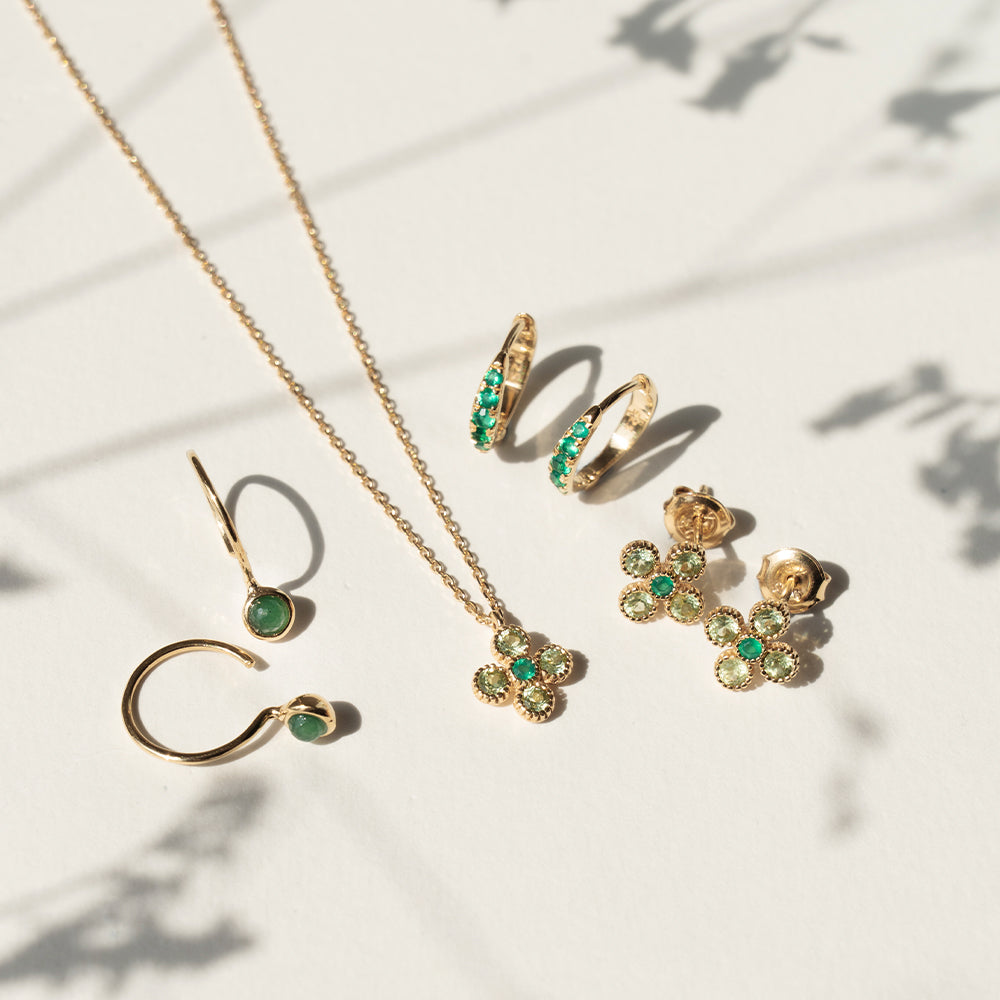 Eclipse Hoops with Green Onyx