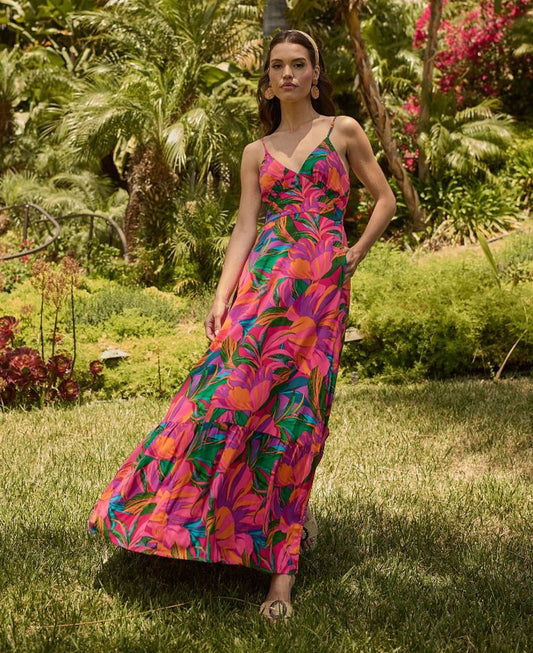 Sugarlips Beal Tropical Chaya Smocked Maxi Dress