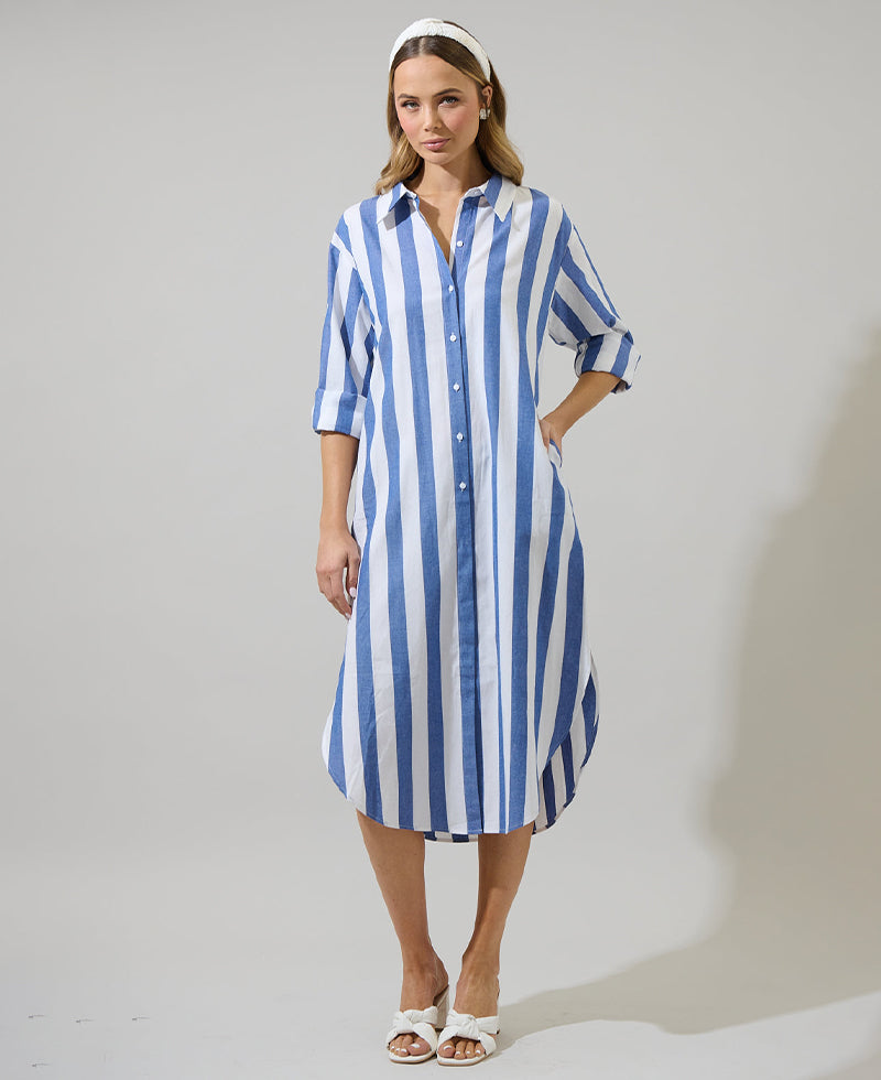 Sugarlips Jordy Striped Shirt Midi Dress