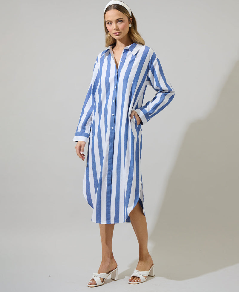 Sugarlips Jordy Striped Shirt Midi Dress