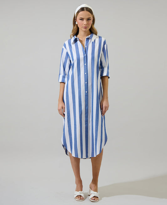 Sugarlips Jordy Striped Shirt Midi Dress