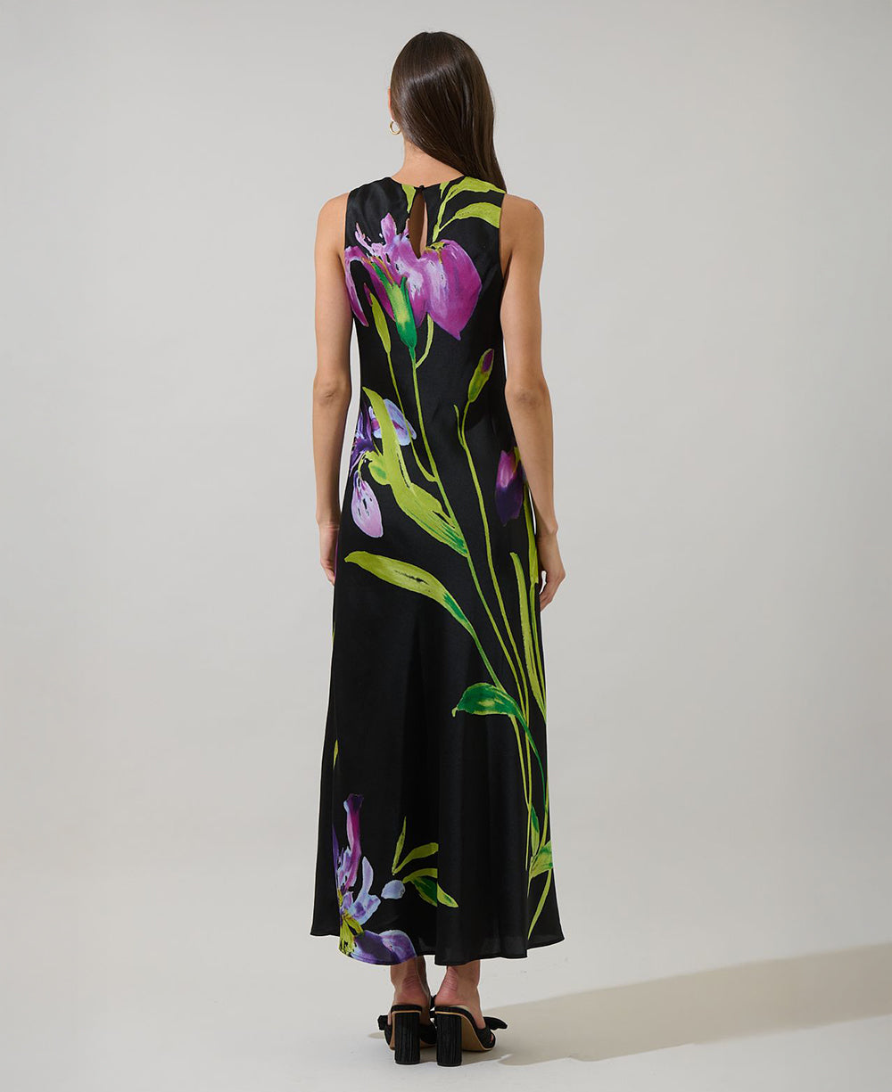 Sugarlips Varkey Floral Satin Midi Dress