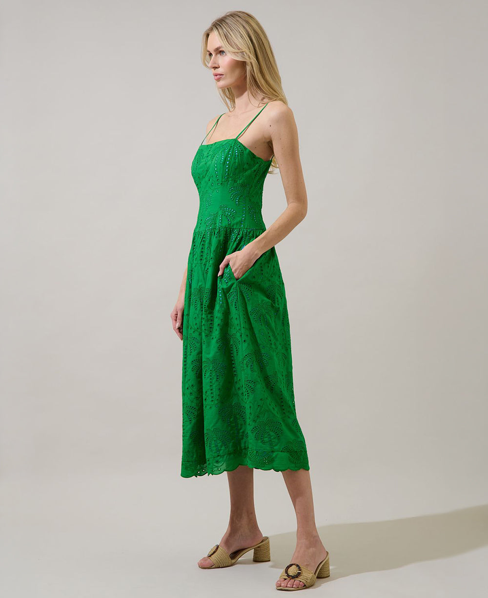 Sugarlips Palms Eyelet Midi Dress