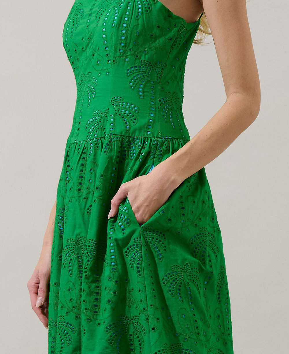 Sugarlips Palms Eyelet Midi Dress