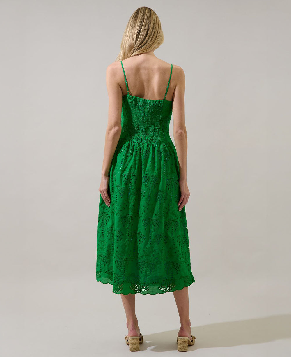 Sugarlips Palms Eyelet Midi Dress