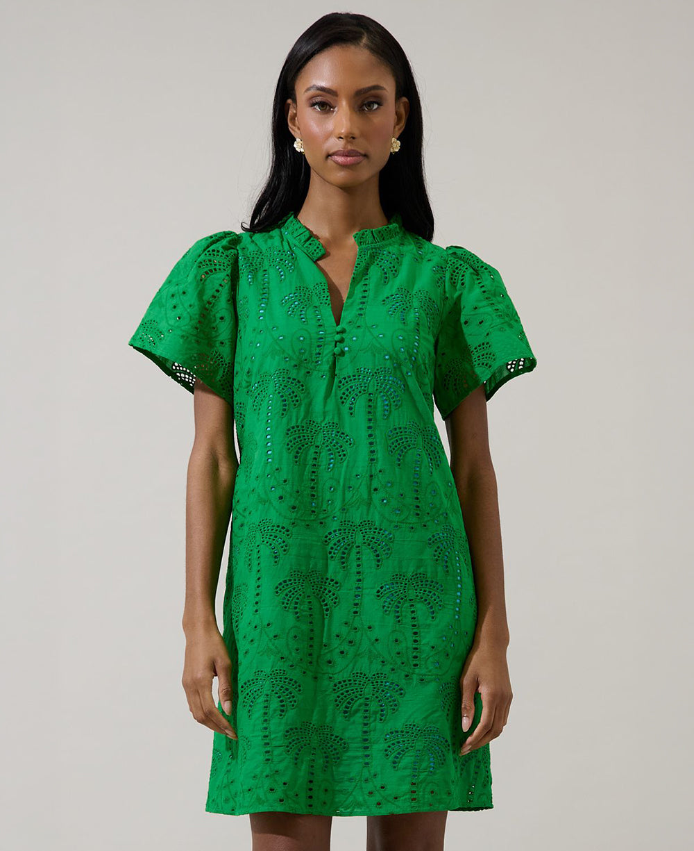 Sugarlips Palms Eyelet Ema Shirt Dress