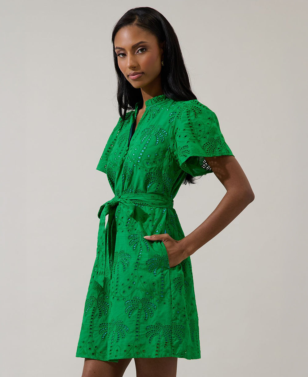 Sugarlips Palms Eyelet Ema Shirt Dress