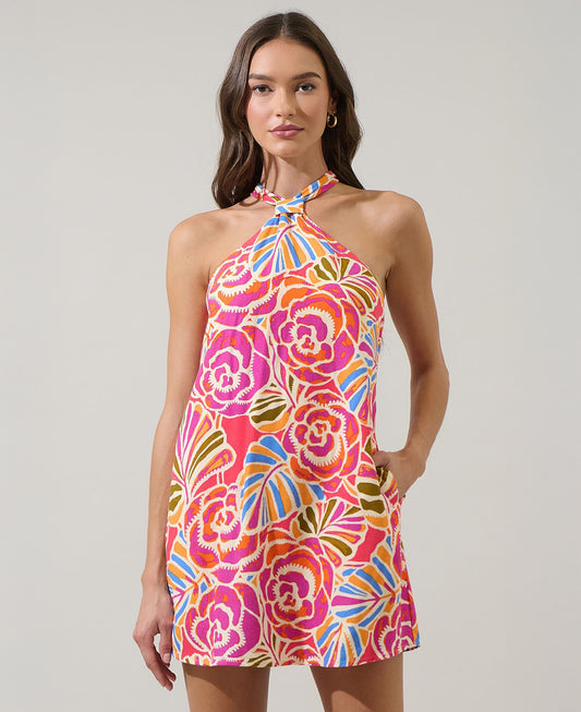 Sugarlips Nomi Floral Amory Halter Mini Dress