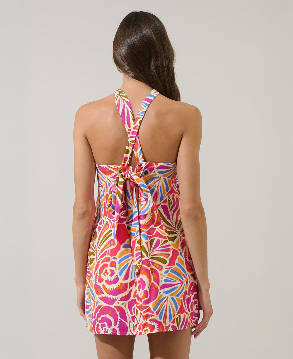 Sugarlips Nomi Floral Amory Halter Mini Dress