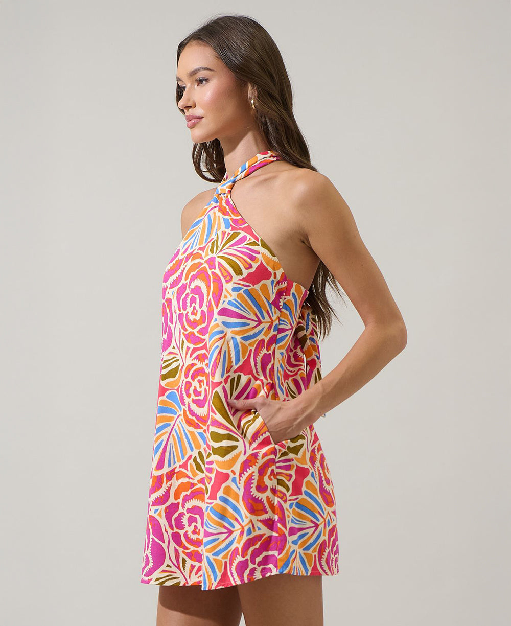Sugarlips Nomi Floral Amory Halter Mini Dress