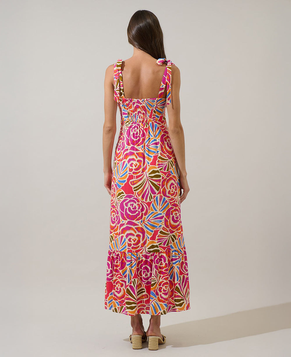 Sugarlips Nomi Floral Hendy Shoulder Tie Maxi Dress