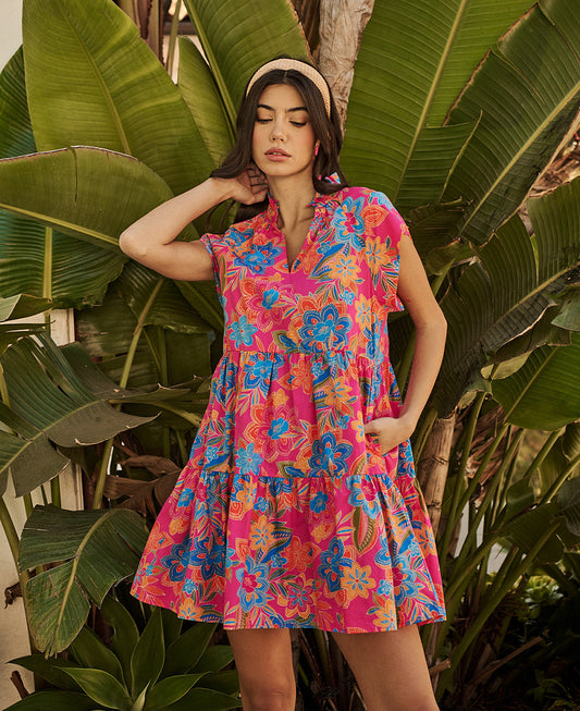 Sugarlips Ranchero Floral Janelly Poplin Tiered Dress