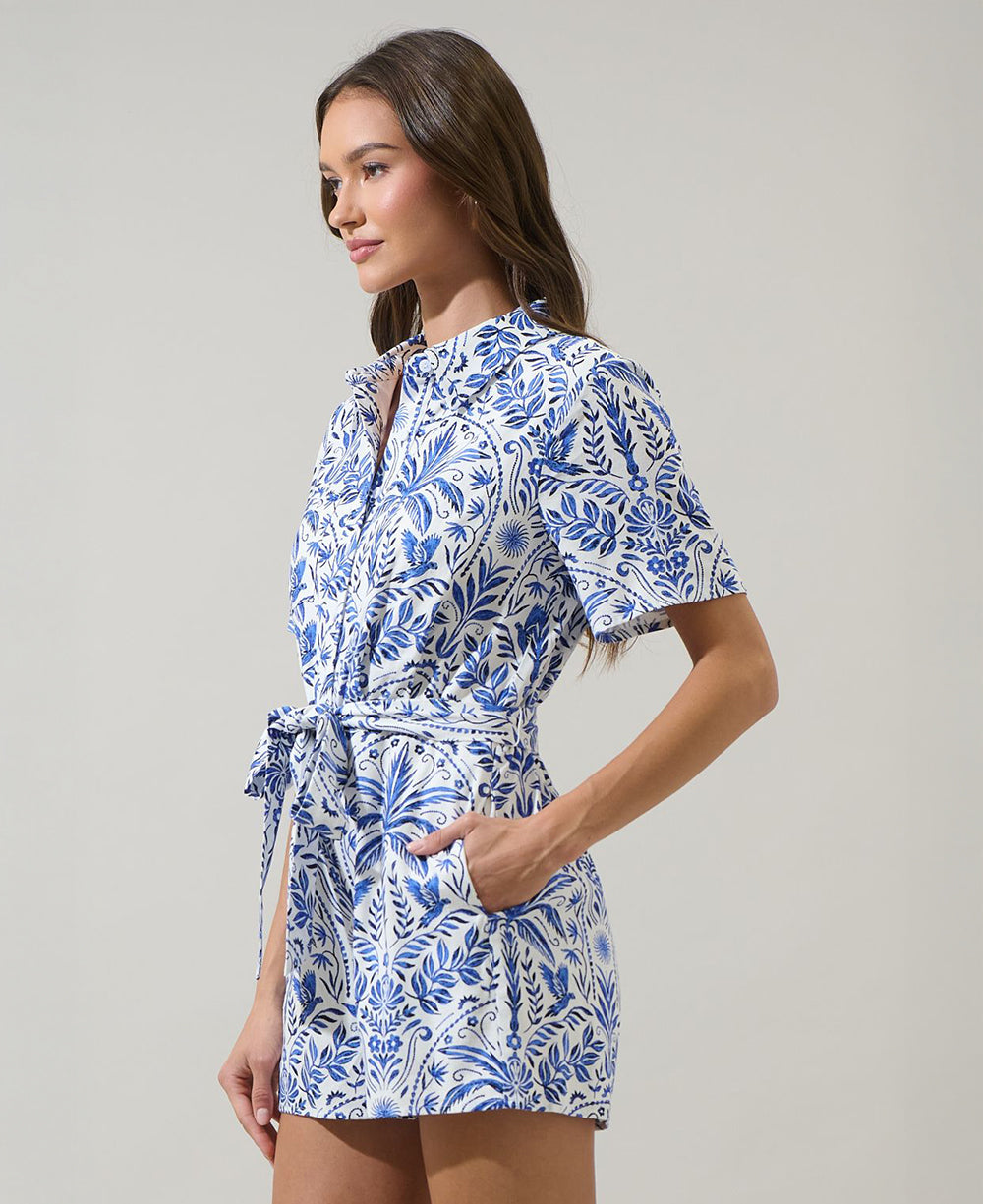 Sugarlips Romina Floral Soria Button Up Romper