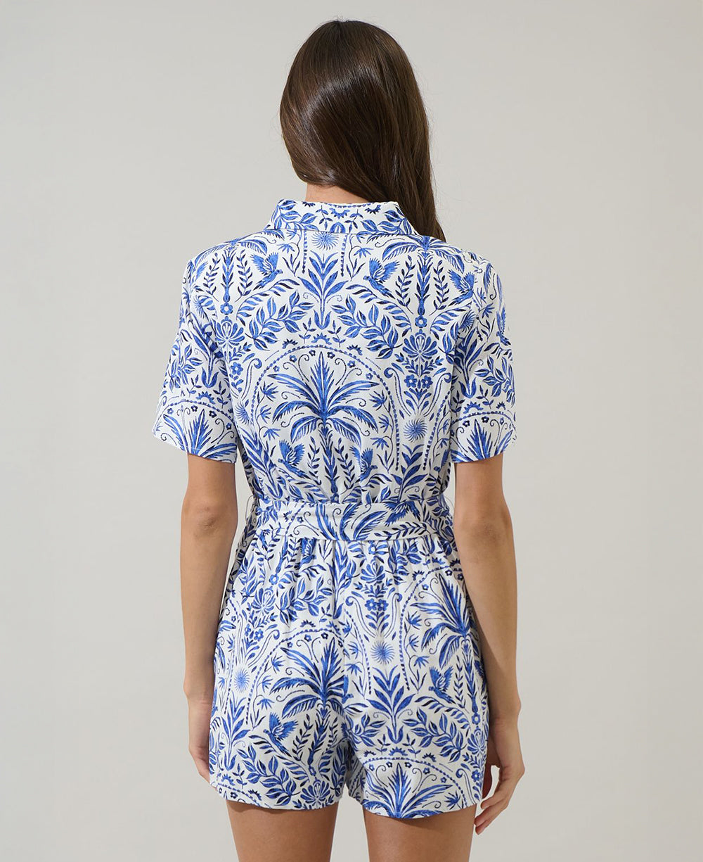 Sugarlips Romina Floral Soria Button Up Romper