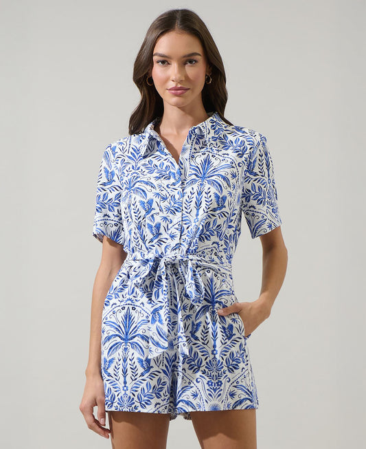 Sugarlips Romina Floral Soria Button Up Romper