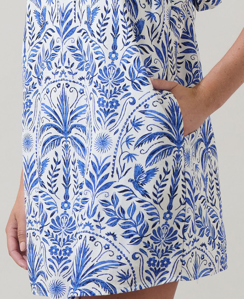 silver grey wedding dresses Ivory Tropical Print Halter Neck Cotton Mini Dress main image 0
