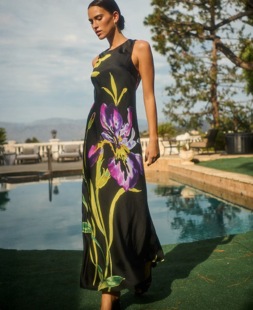 Sugarlips Varkey Floral Satin Midi Dress