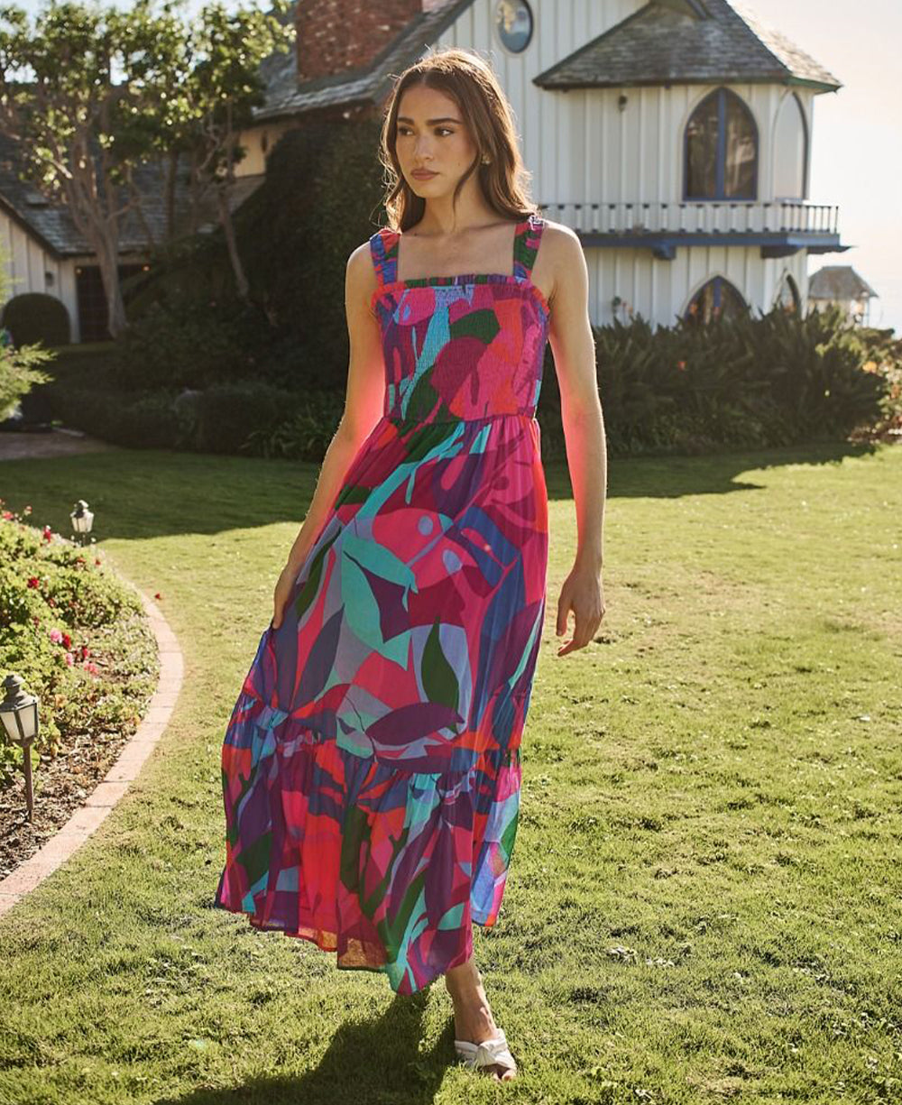 Sugarlips Vemmy Abstract Smocked Maxi