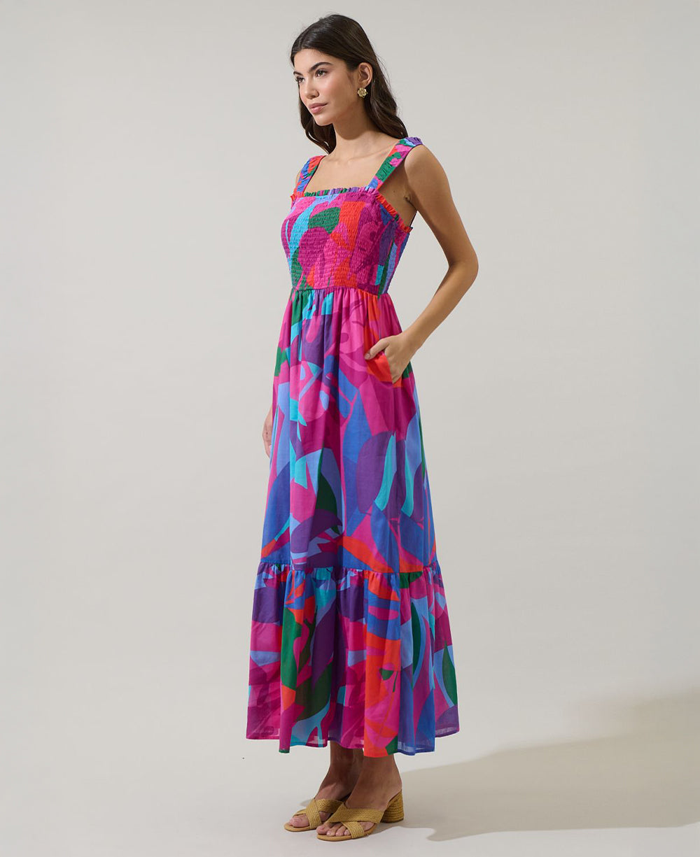 Sugarlips Vemmy Abstract Smocked Maxi