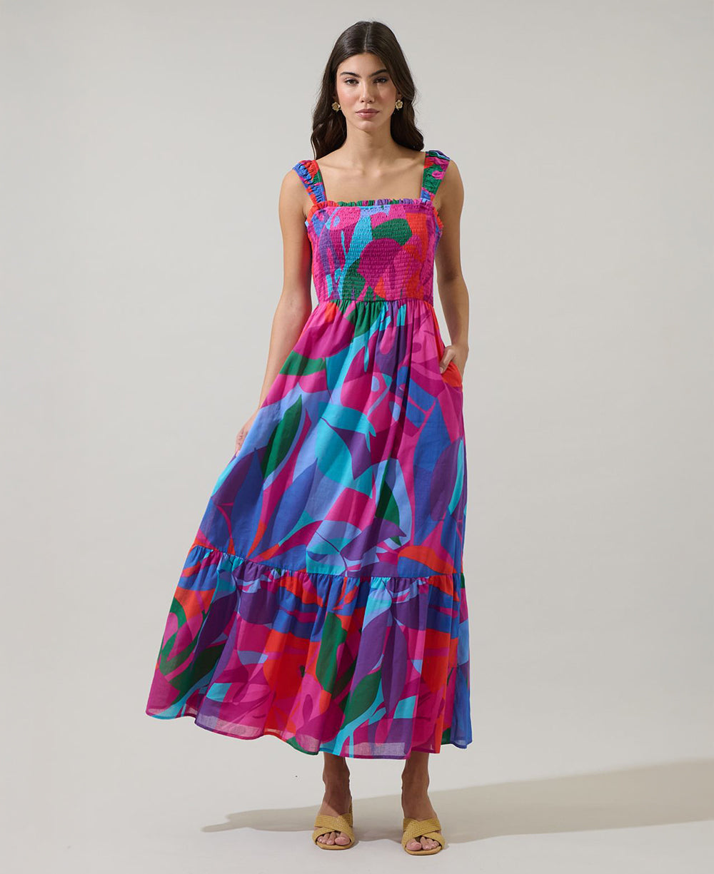 Sugarlips Vemmy Abstract Smocked Maxi