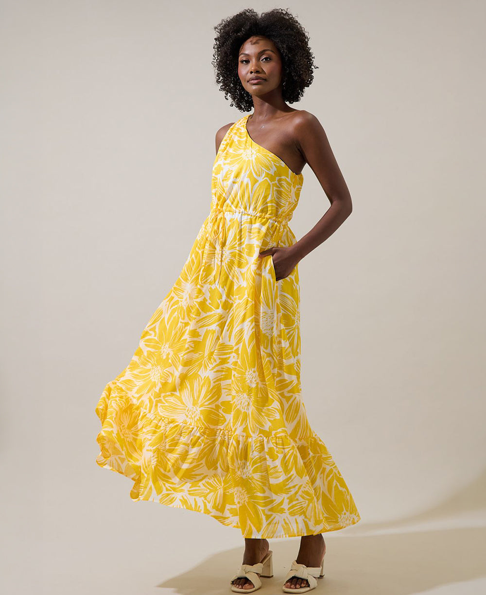 Sugarlips Joni Floral Elya One Shoulder Maxi