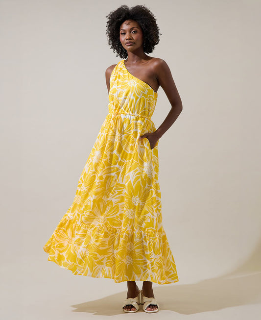 Sugarlips Joni Floral Elya One Shoulder Maxi