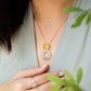 Sugarloaf Lemon Quartz & Jade Donut Pendant