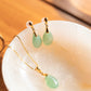 Teardrop Jade Earrings with Diamond