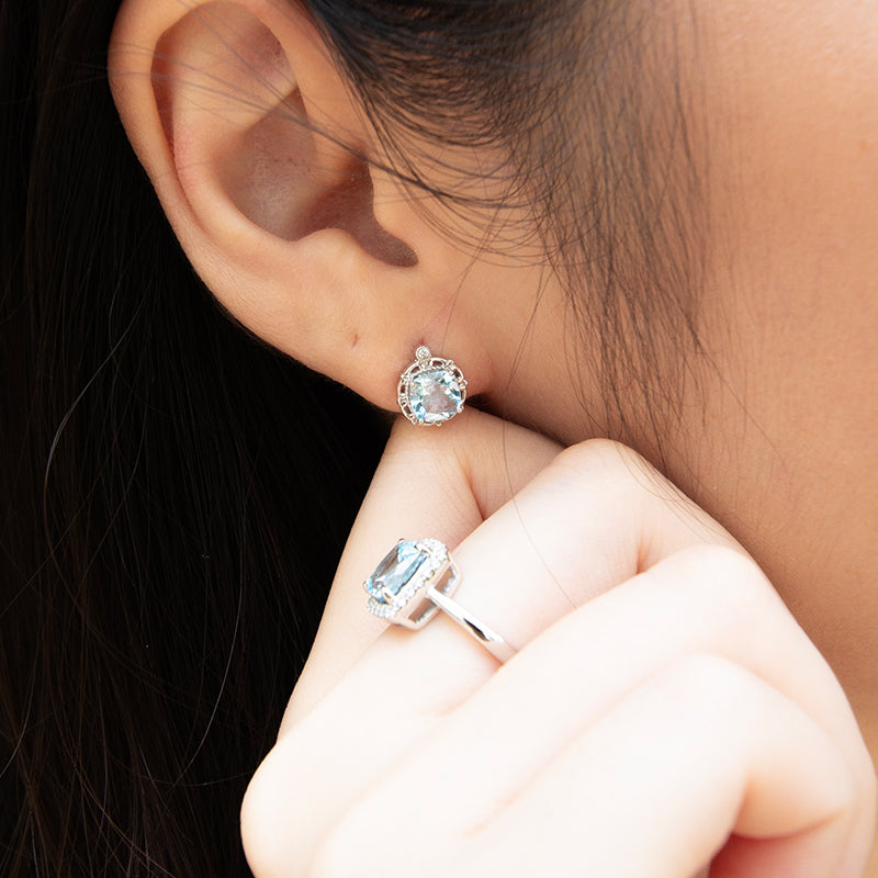 Topaz Halo Studs