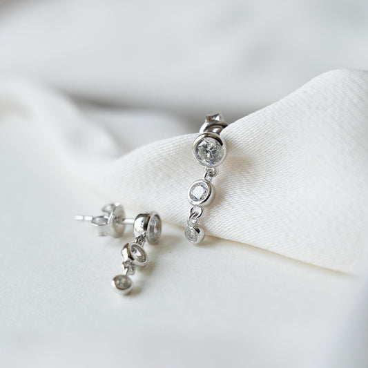 Triple Sparkle Drop Studs