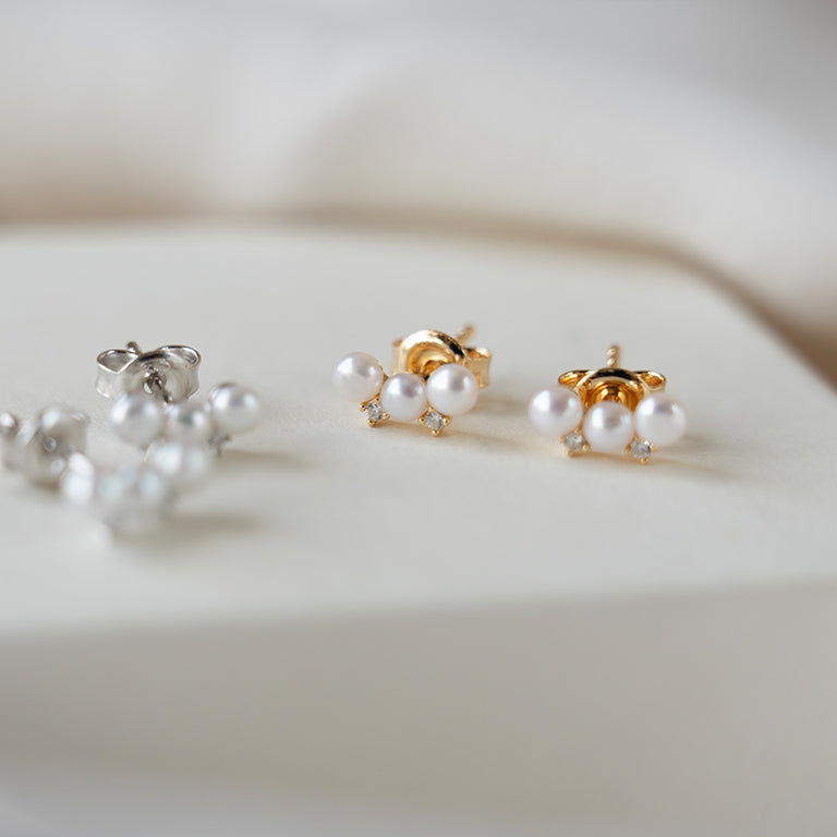 Triple Freshwater Baby Pearl Studs
